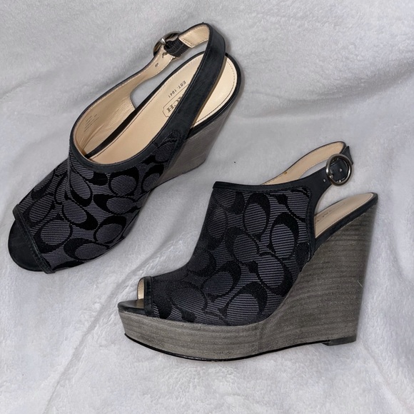 Coach grey/black sandal wedge 8 - Picture 4 of 7
